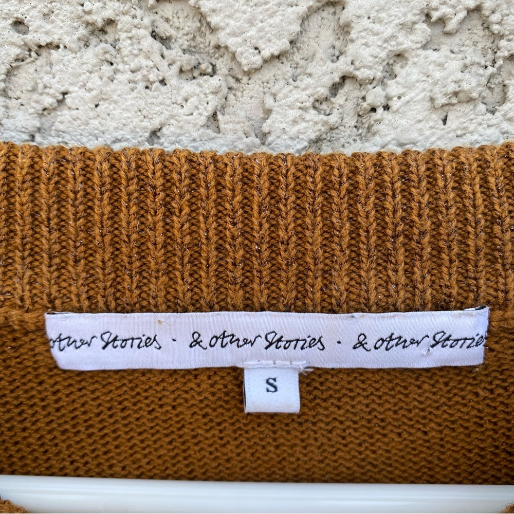 & OTHER STORIES Brown Long Sleeve Cotton Crewneck Sweater - Picture 2 of 9